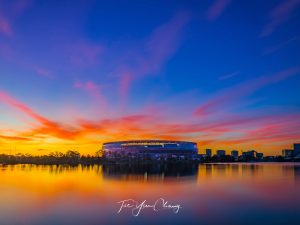 Optus Stadium autumn sunrise