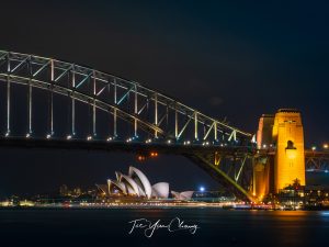 Sydney Opera House and Harbour Bridge at night