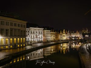 Graslei and Korenlei at night, Ghent, Belgium