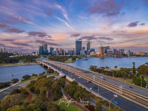 Perth city spring sunset