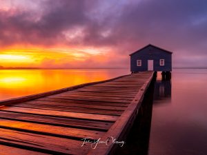 Foggy morning at the boatshed